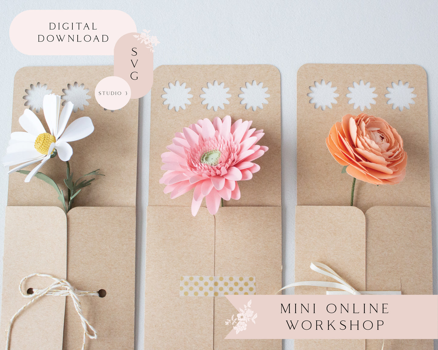 Paper Flower Holder Daisy Handle