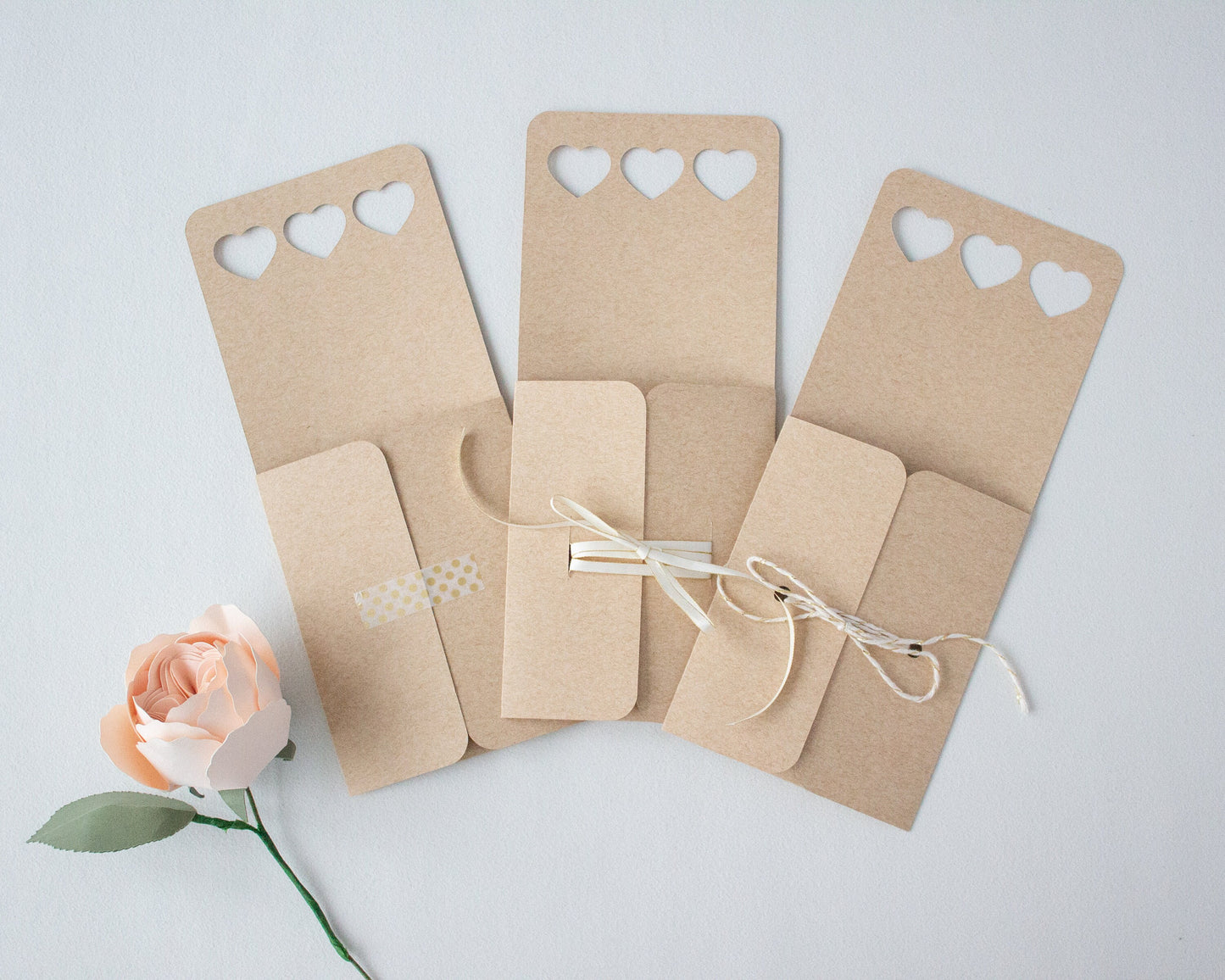 Paper Flower Holder Hearts Handle