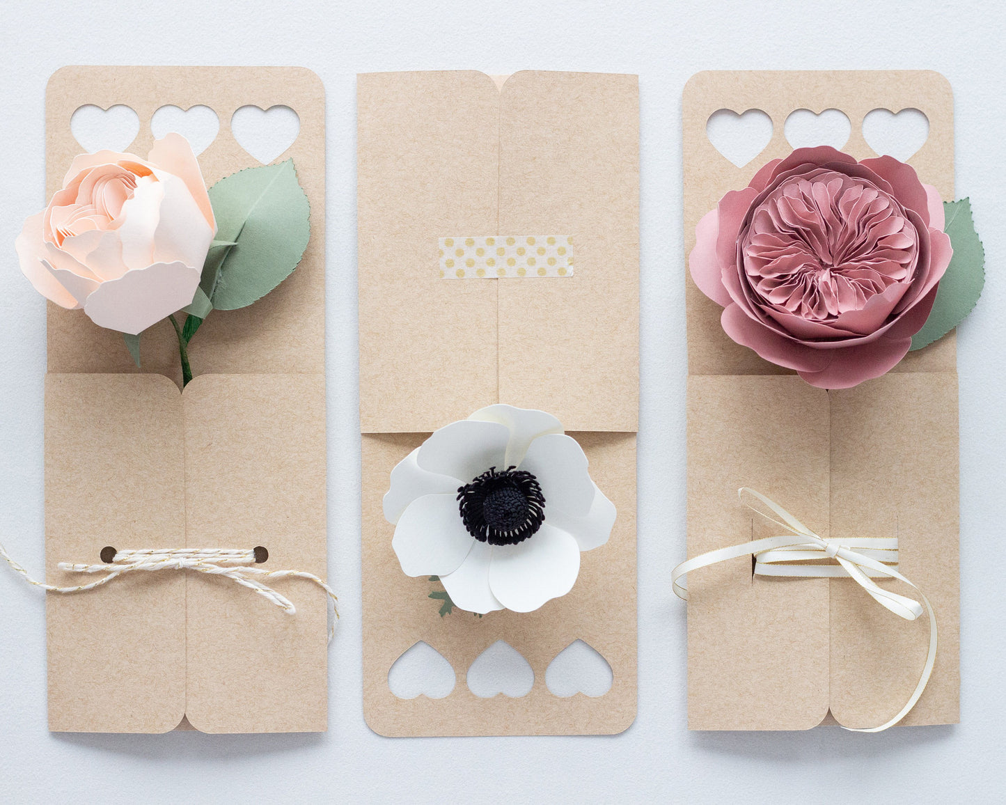 Paper Flower Holder Hearts Handle