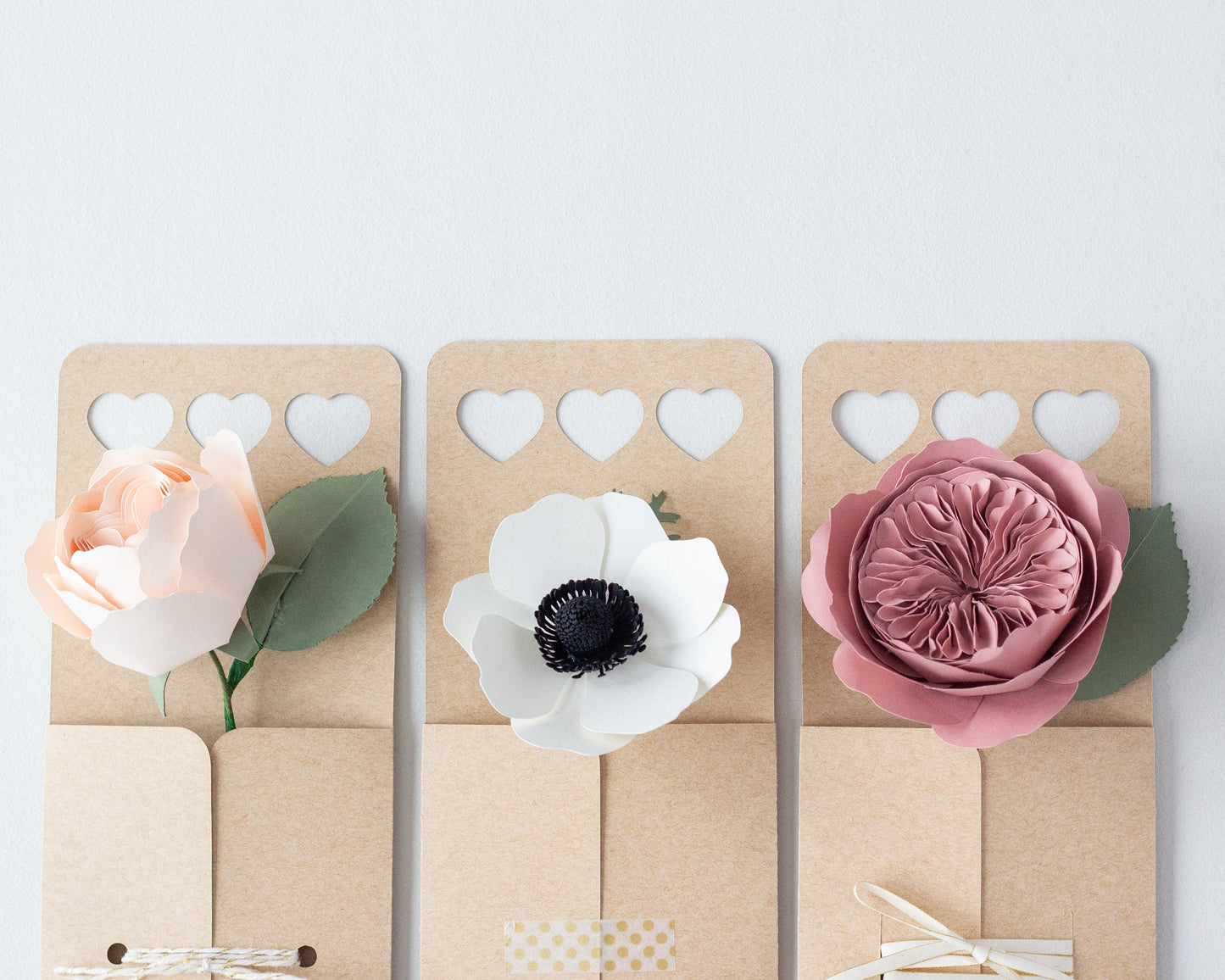 Paper Flower Holder Hearts Handle