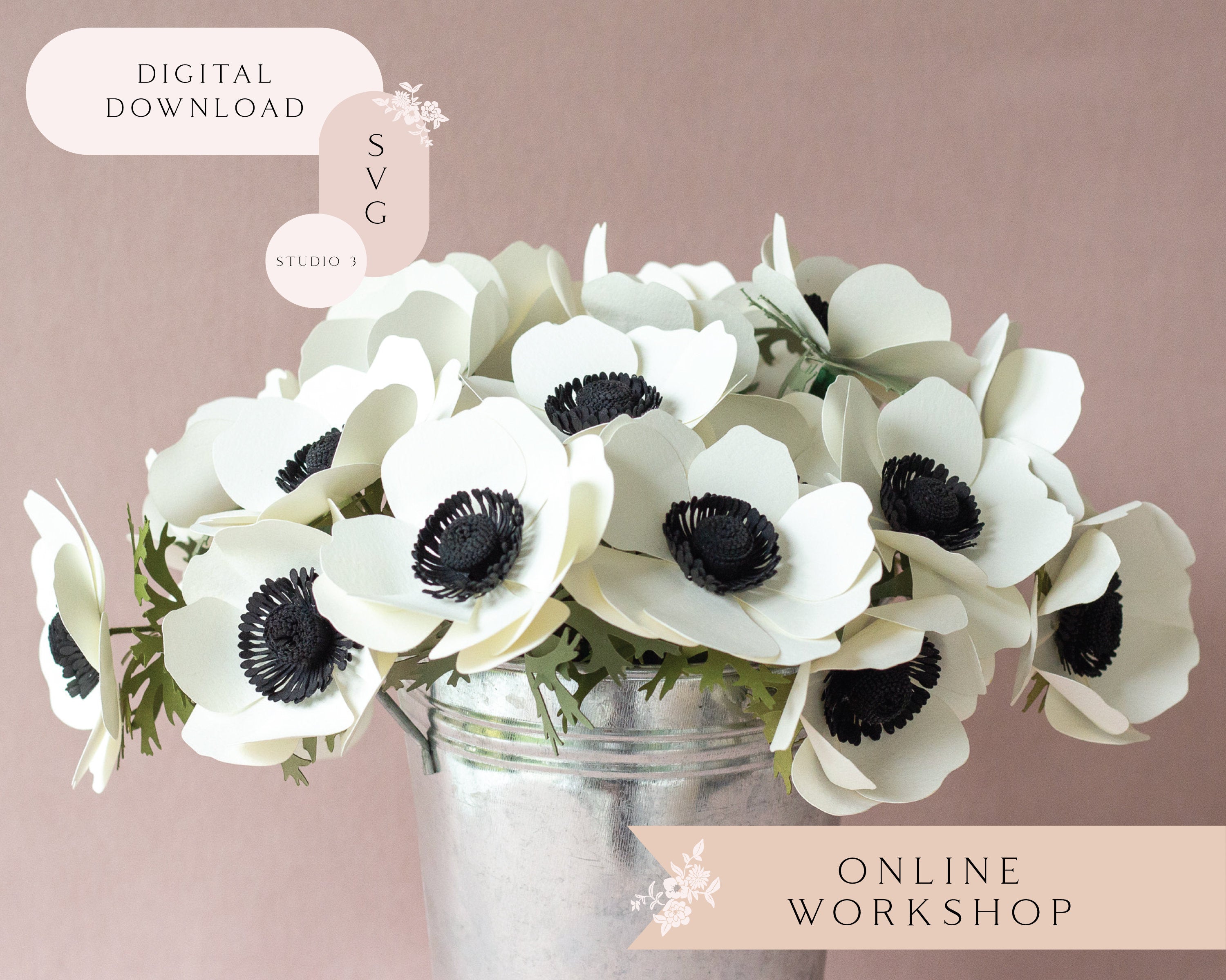 White Anemone Crepe Paper Flower Centerpiece Arrangement & Decoration for  Sale Buffalo — PAPERCRAFT MIRACLES LLC