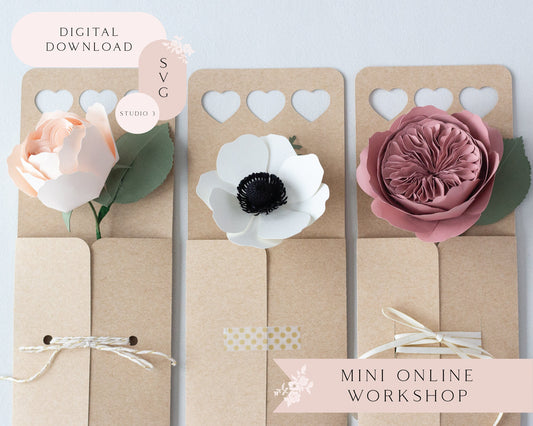 Paper Flower Holder Hearts Handle