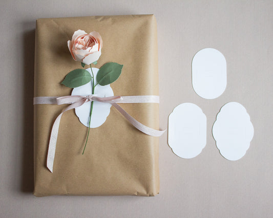 Oval Gift Wrap Tags Template for Paper Flowers